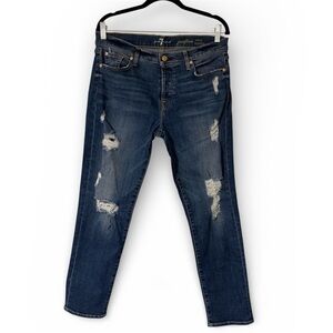 7 For All Mankind Josefina Skinny Boyfriend Distressed Jeans